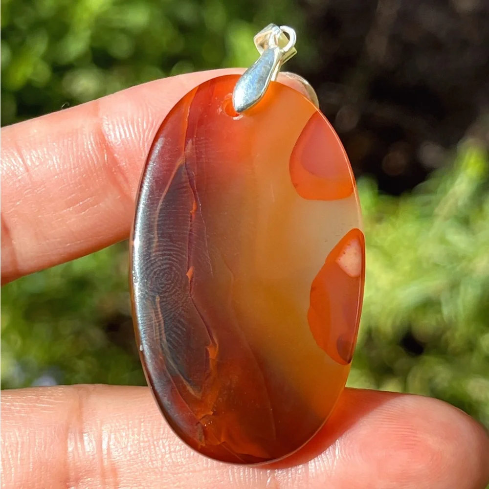 Silver‎ plated scenery agate pendant 1315